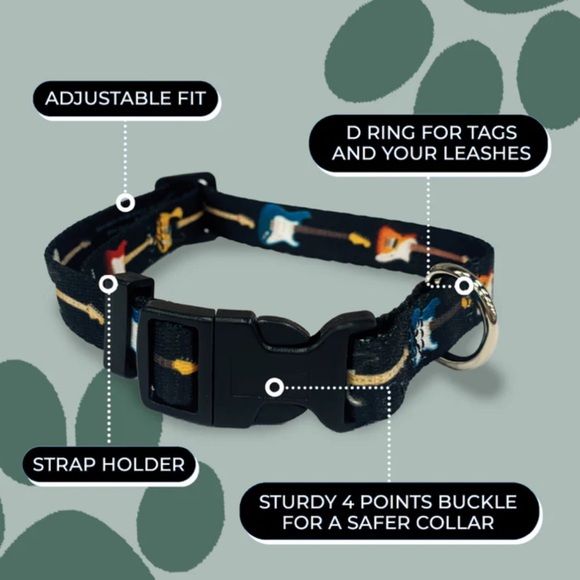 LARGE-PERRI’S PET PRODUCTS DOG COLLARS FENDER GUITARS ADJUSTABLE - Picture 8 of 9